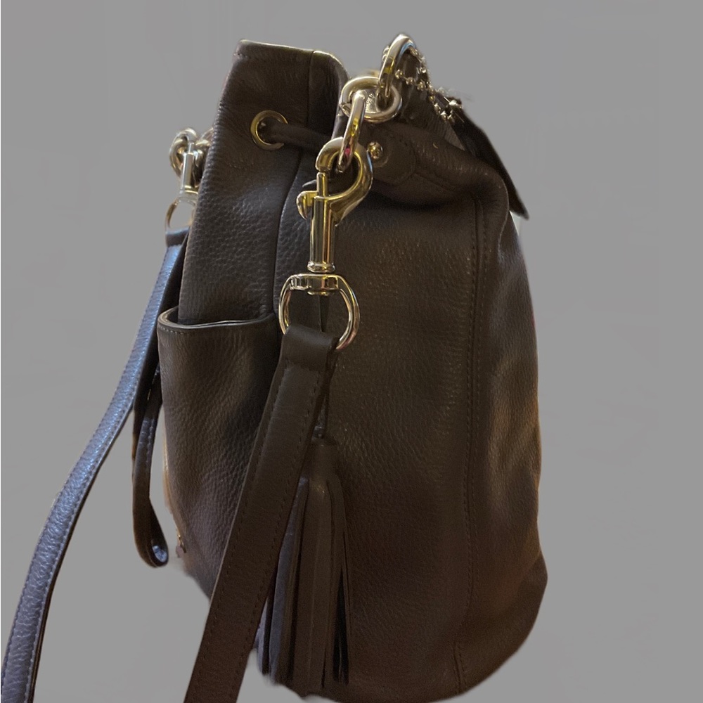 Coach Avery Leather Drawstring Handbag Purse J1361 F27003  Grey Pre-Owned EUC